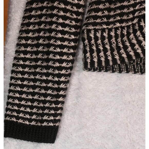 Tribal Cardigan Sweater Womens Medium Black Gray Chunky Knit Boho Wool Blend - Picture 5 of 12